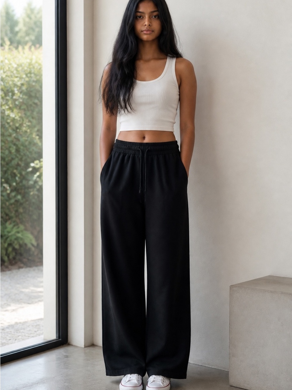 Halara SoftlyZero Wide Leg Pants Black S Tall NWT High Rise Drawstring Pockets